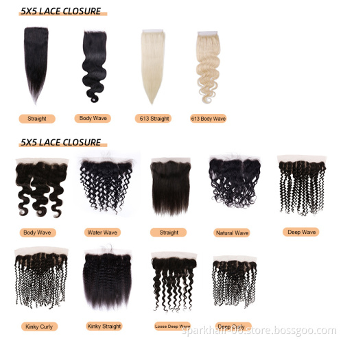 SPARK  100  brazilian  human hair bundles with closure,HD lace frontal closure hair,HD hair weave bundle with lace